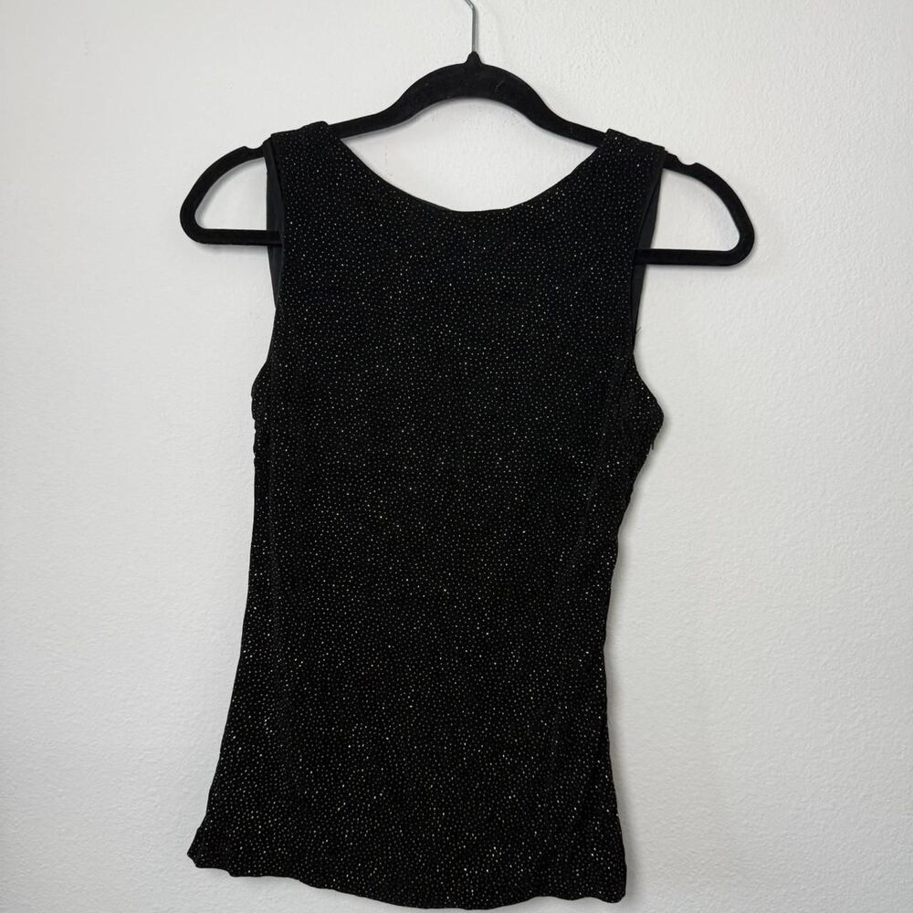 Vintage Hollywood Nites Sparkly Square Neck Cowl Back Top D6